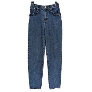 Meadow High Rise Mom Jeans Denim Ruffle Pocket Casual Retro Tapered 90s Size 26